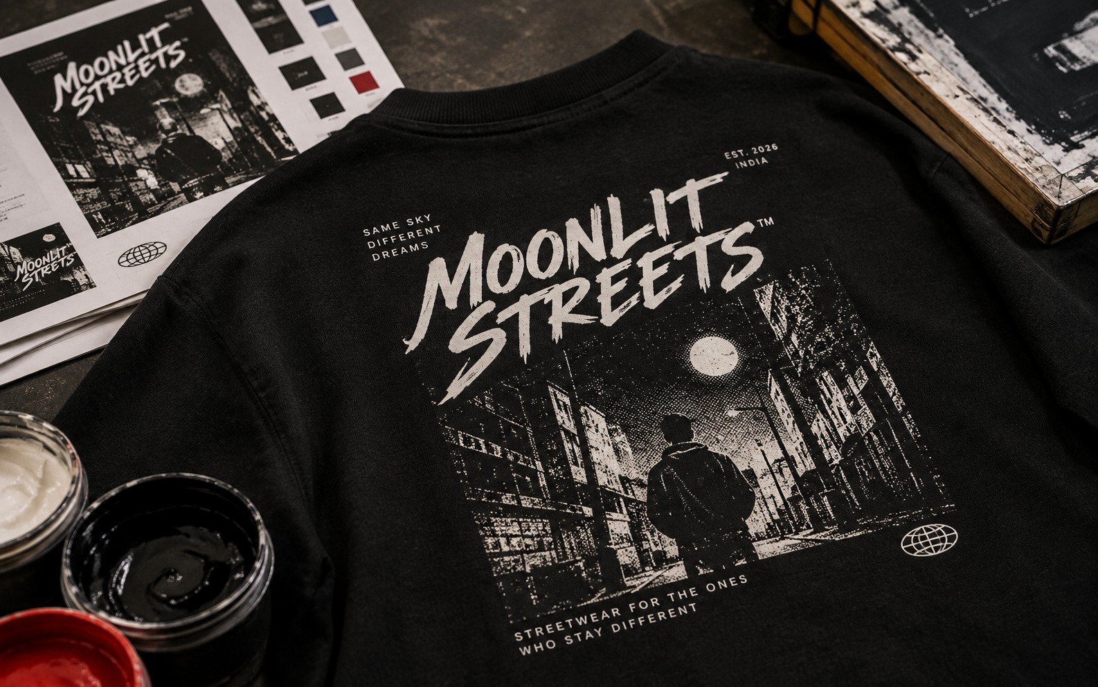 Moonlit Streets garment being cut and stitched in India