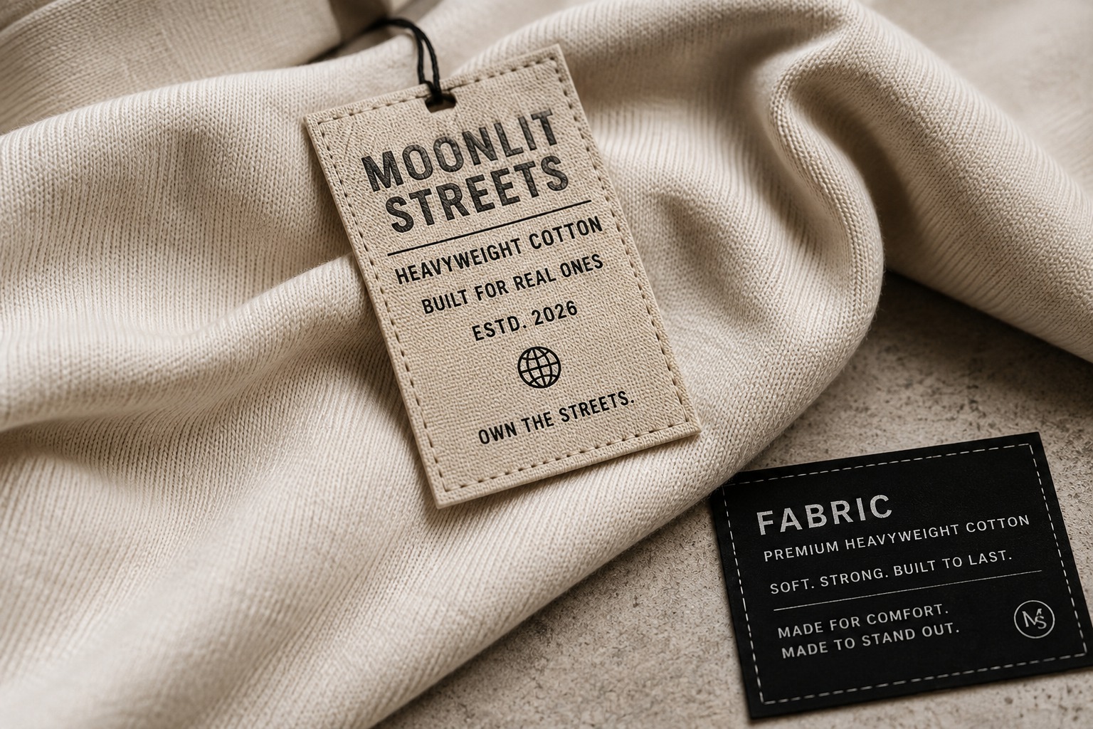 Limited batch Moonlit Streets streetwear collection and packaging