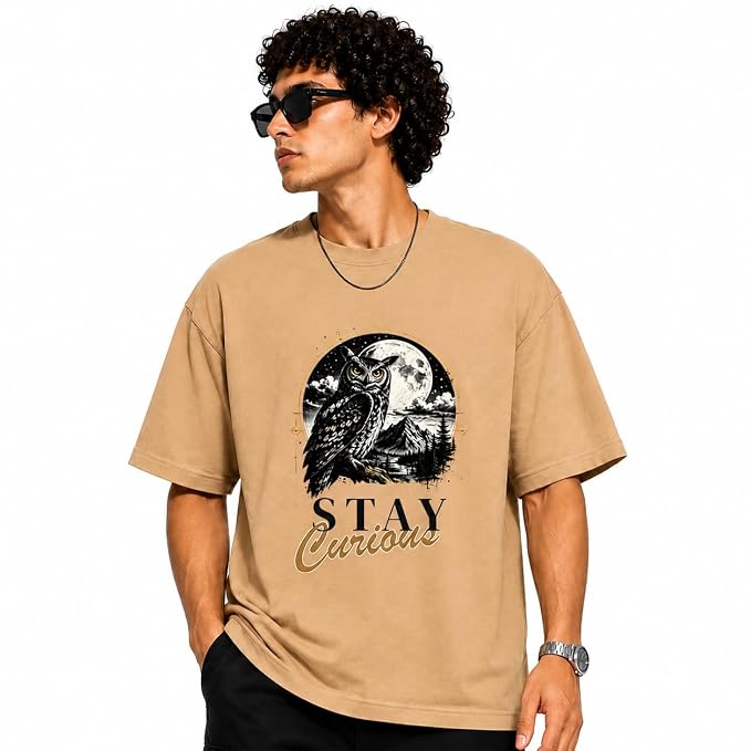 Moonlit Streets Men's Oversized Graphic T-Shirt | Relaxed Fit | Cotton | Casual Tee