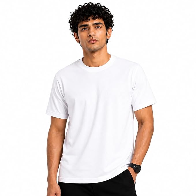 Moonlit Streets Men's Regular Fit Crew Neck T-Shirt | Anti Microbial | 100% Ring Spun Super Combed Cotton | Soft Breathable Half Sleeve Casual Tee for Men