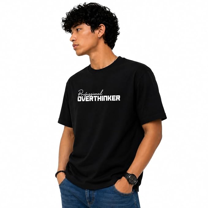 Moonlit Streets Men's 100% Combed Cotton T-Shirt | Graphic Printed | Premium Soft Fabric | Round Neck Half Sleeve Casual Streetwear Tee Black