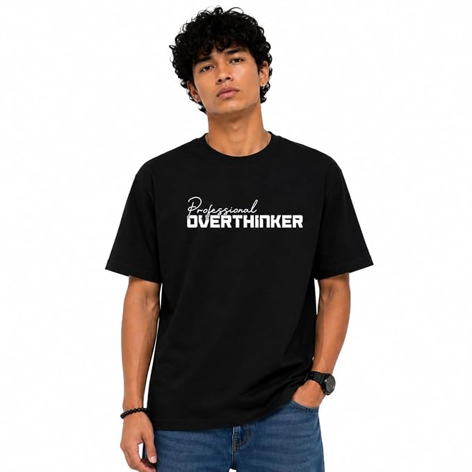 Moonlit Streets Men's 100% Combed Cotton T-Shirt | Graphic Printed | Premium Soft Fabric | Round Neck Half Sleeve Casual Streetwear Tee Black