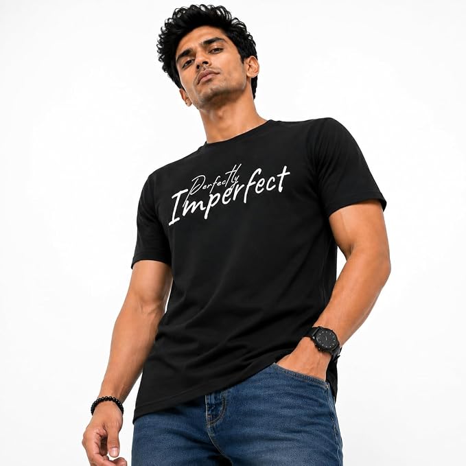Moonlit Streets Men's 100% Combed Cotton T-Shirt | Graphic Printed | Premium Soft Fabric | Round Neck Half Sleeve Casual Streetwear Tee Black 4