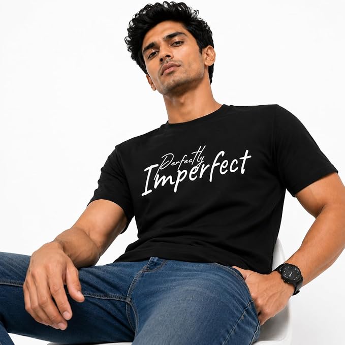 Moonlit Streets Men's 100% Combed Cotton T-Shirt | Graphic Printed | Premium Soft Fabric | Round Neck Half Sleeve Casual Streetwear Tee Black 4