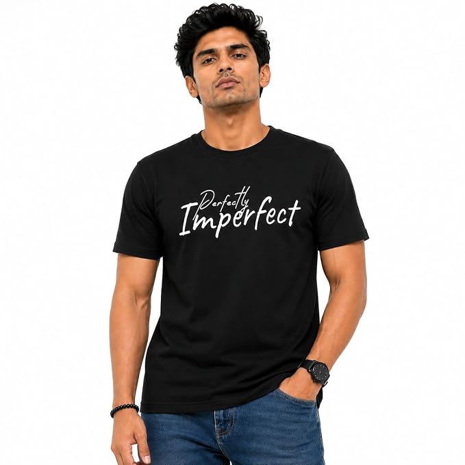 Moonlit Streets Men's 100% Combed Cotton T-Shirt | Graphic Printed | Premium Soft Fabric | Round Neck Half Sleeve Casual Streetwear Tee Black 4