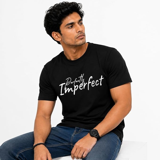 Moonlit Streets Men's 100% Combed Cotton T-Shirt | Graphic Printed | Premium Soft Fabric | Round Neck Half Sleeve Casual Streetwear Tee Black 4