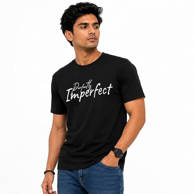 Moonlit Streets Men's 100% Combed Cotton T-Shirt | Graphic Printed | Premium Soft Fabric | Round Neck Half Sleeve Casual Streetwear Tee Black 4