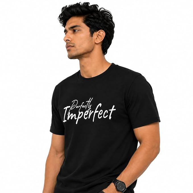 Moonlit Streets Men's 100% Combed Cotton T-Shirt | Graphic Printed | Premium Soft Fabric | Round Neck Half Sleeve Casual Streetwear Tee Black 4