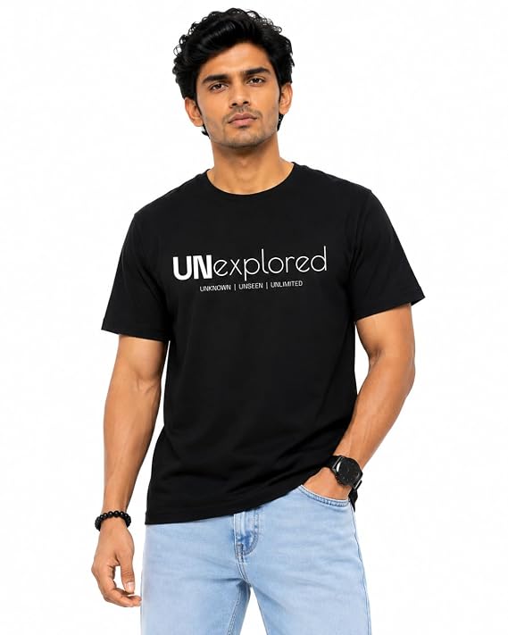 Moonlit Streets Men's 100% Combed Cotton T-Shirt | Graphic Printed | Premium Soft Fabric | Round Neck Half Sleeve Casual Streetwear Tee Black 2