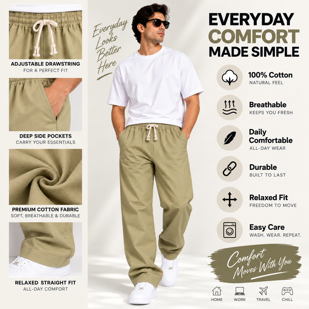 Moonlit Streets Men's Track Pants | Cotton | Drawstring Waist | Relaxed Fit