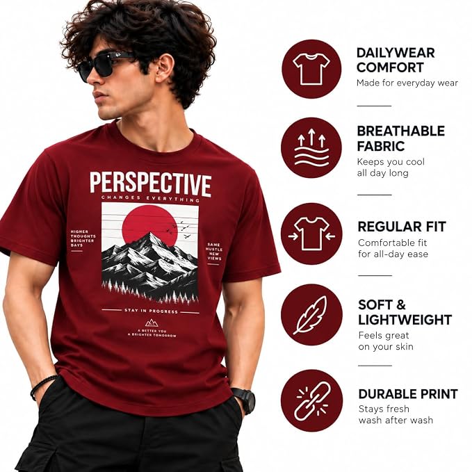 Moonlit Streets Men's Regular Fit Printed T-Shirt | Casual Round Neck style 3